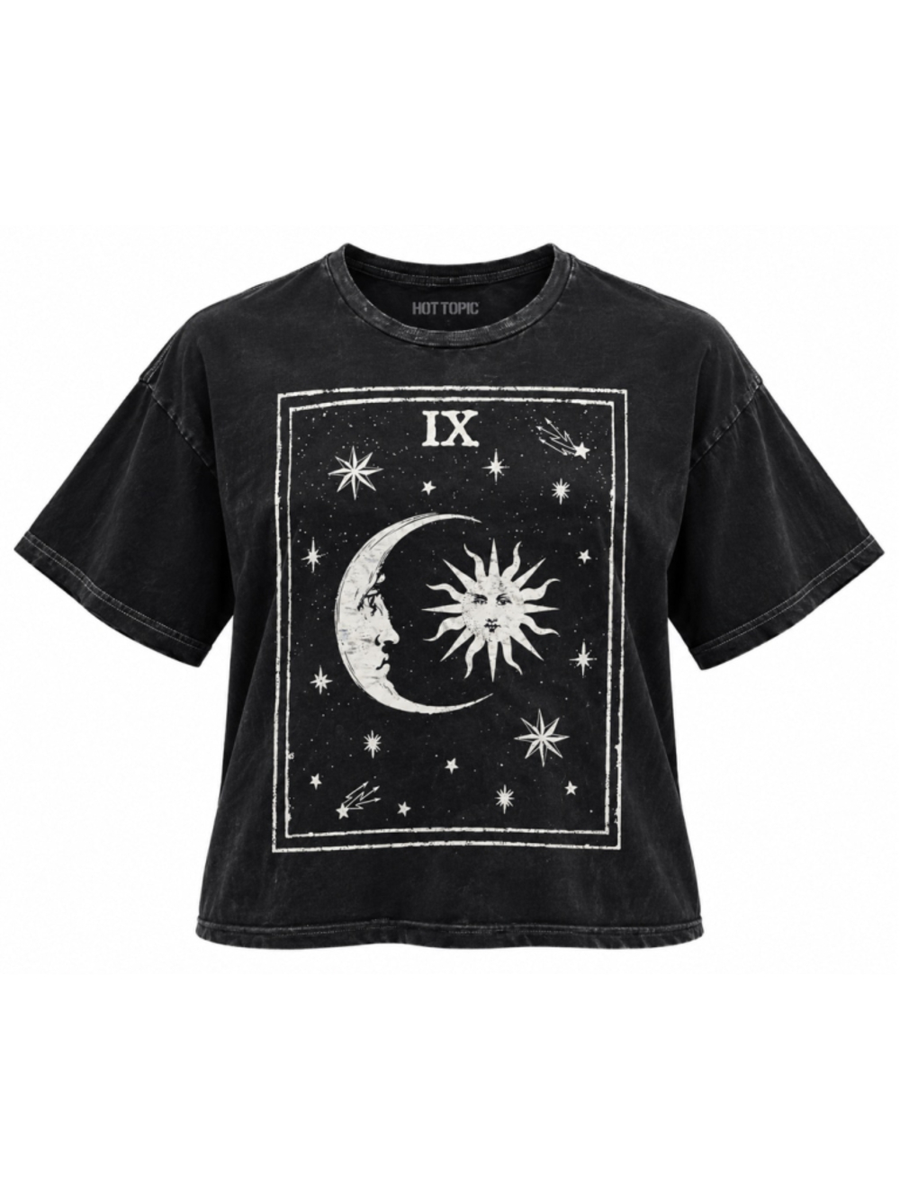 Women's Hot Topic Celestial Tarot Graphic Tee, Size L, Black and White
397